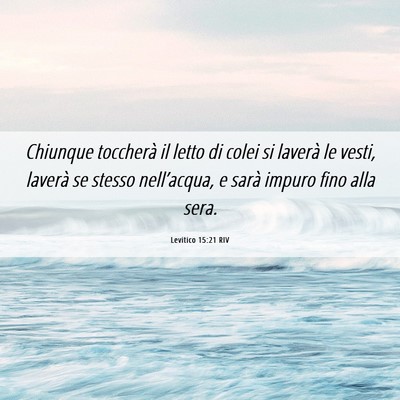 Picture 06 - Levitico 15:21 RIV - Chiunque toccherà il letto di colei si laverà - Bible Verse Picture