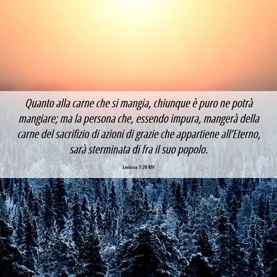 Picture 06 - Levitico 7:20 RIV - Quanto alla carne che si mangia, chiunque è puro - Bible Verse Picture