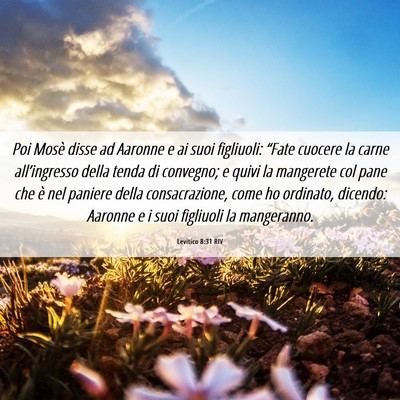 Picture 06 - Levitico 8:31 RIV - Poi Mosè disse ad Aaronne e ai suoi figliuoli: - Bible Verse Picture