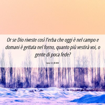 Picture 06 - Luca 12:28 RIV - Or se Dio riveste così l’erba che oggi è nel - Bible Verse Picture