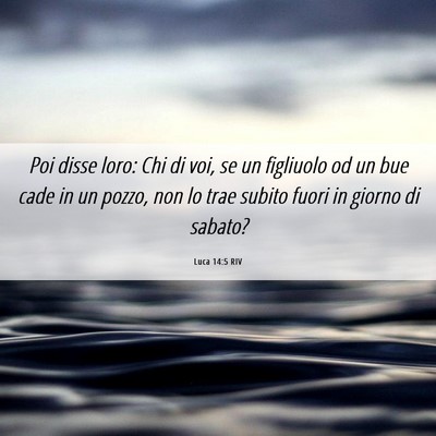 Picture 06 - Luca 14:5 RIV - Poi disse loro: Chi di voi, se un figliuolo od un - Bible Verse Picture