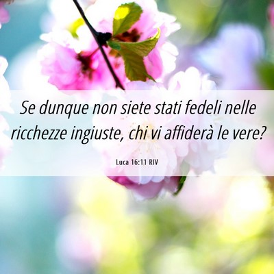 Picture 06 - Luca 16:11 RIV - Se dunque non siete stati fedeli nelle ricchezze - Bible Verse Picture