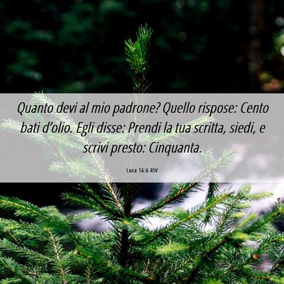 Picture 06 - Luca 16:6 RIV - Quanto devi al mio padrone? Quello rispose: Cento - Bible Verse Picture