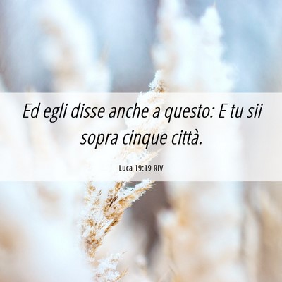 Picture 06 - Luca 19:19 RIV - Ed egli disse anche a questo: E tu sii sopra - Bible Verse Picture