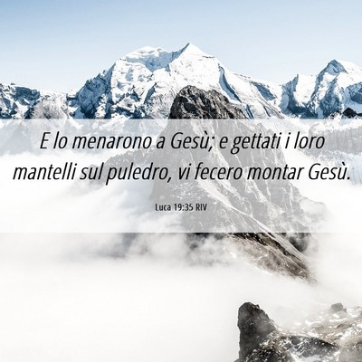 Picture 06 - Luca 19:35 RIV - E lo menarono a Gesù; e gettati i loro mantelli - Bible Verse Picture