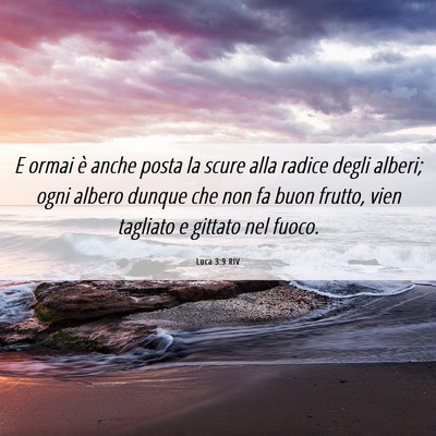 Picture 06 - Luca 3:9 RIV - E ormai è anche posta la scure alla radice degli - Bible Verse Picture