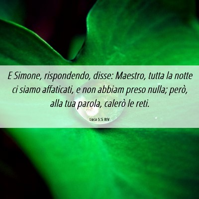 Picture 06 - Luca 5:5 RIV - E Simone, rispondendo, disse: Maestro, tutta la - Bible Verse Picture