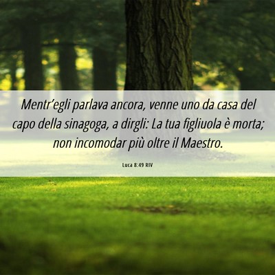 Picture 06 - Luca 8:49 RIV - Mentr’egli parlava ancora, venne uno da casa - Bible Verse Picture