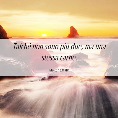 Picture 06 - Marco 10:8 RIV - Talché non sono più due, ma una stessa - Bible Verse Picture