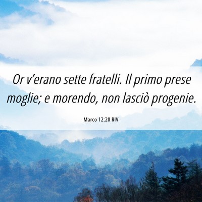 Picture 06 - Marco 12:20 RIV - Or v’erano sette fratelli. Il primo prese - Bible Verse Picture