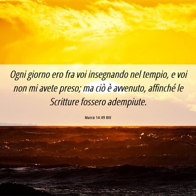 Picture 06 - Marco 14:49 RIV - Ogni giorno ero fra voi insegnando nel tempio, e - Bible Verse Picture