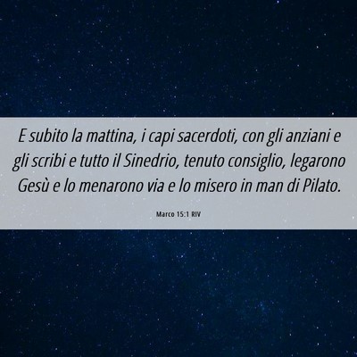 Picture 06 - Marco 15:1 RIV - E subito la mattina, i capi sacerdoti, con gli - Bible Verse Picture
