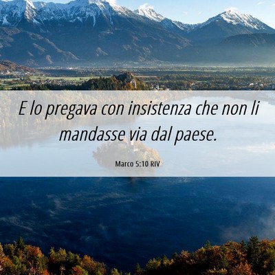 Picture 06 - Marco 5:10 RIV - E lo pregava con insistenza che non li mandasse - Bible Verse Picture