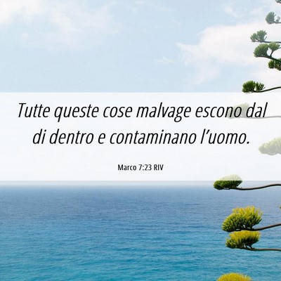 Picture 06 - Marco 7:23 RIV - Tutte queste cose malvage escono dal di dentro e - Bible Verse Picture