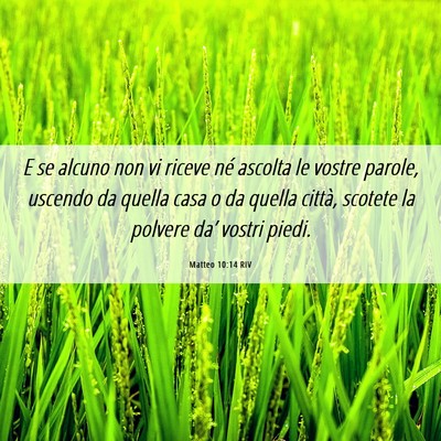 Picture 06 - Matteo 10:14 RIV - E se alcuno non vi riceve né ascolta le vostre - Bible Verse Picture