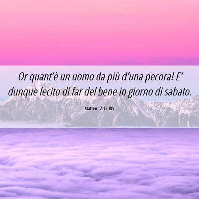 Picture 06 - Matteo 12:12 RIV - Or quant’è un uomo da più d’una pecora! - Bible Verse Picture