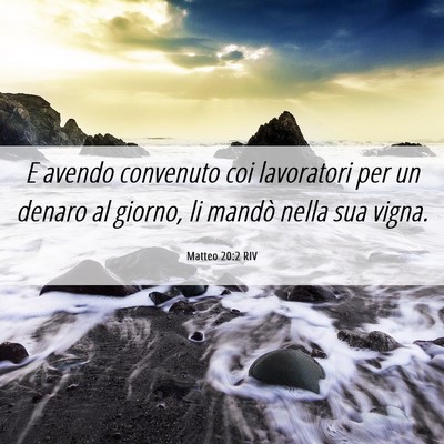 Picture 06 - Matteo 20:2 RIV - E avendo convenuto coi lavoratori per un denaro - Bible Verse Picture