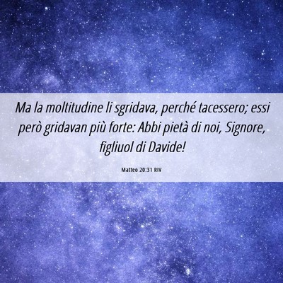 Picture 06 - Matteo 20:31 RIV - Ma la moltitudine li sgridava, perché tacessero; - Bible Verse Picture