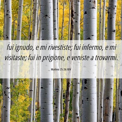 Picture 06 - Matteo 25:36 RIV - fui ignudo, e mi rivestiste; fui infermo, e mi - Bible Verse Picture