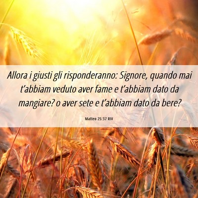 Picture 06 - Matteo 25:37 RIV - Allora i giusti gli risponderanno: Signore, - Bible Verse Picture