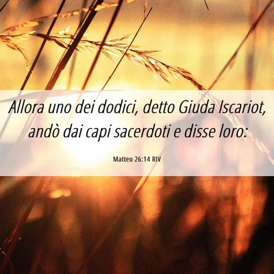 Picture 06 - Matteo 26:14 RIV - Allora uno dei dodici, detto Giuda Iscariot, - Bible Verse Picture