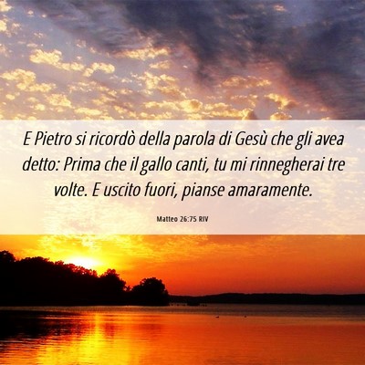 Picture 06 - Matteo 26:75 RIV - E Pietro si ricordò della parola di Gesù che - Bible Verse Picture
