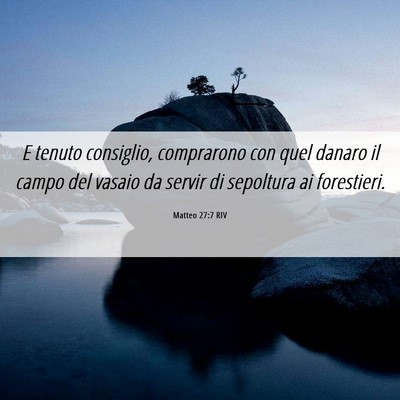 Picture 06 - Matteo 27:7 RIV - E tenuto consiglio, comprarono con quel danaro il - Bible Verse Picture