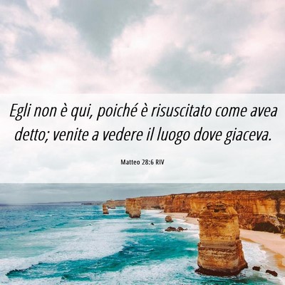 Picture 06 - Matteo 28:6 RIV - Egli non è qui, poiché è risuscitato come avea - Bible Verse Picture