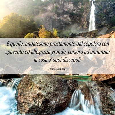 Picture 06 - Matteo 28:8 RIV - E quelle, andatesene prestamente dal sepolcro con - Bible Verse Picture