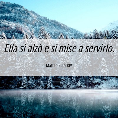 Picture 06 - Matteo 8:15 RIV - Ella si alzò e si mise a - Bible Verse Picture