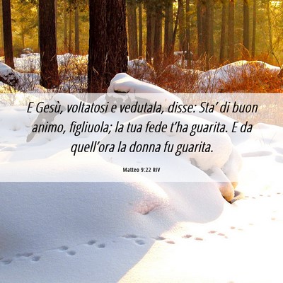 Picture 06 - Matteo 9:22 RIV - E Gesù, voltatosi e vedutala, disse: Sta’ di - Bible Verse Picture
