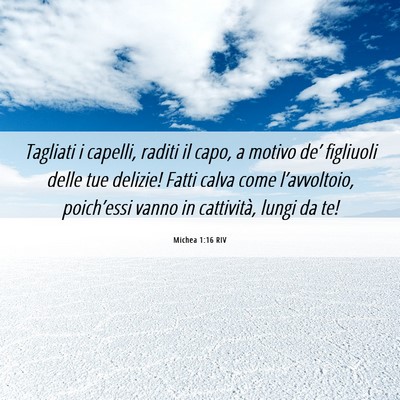 Picture 06 - Michea 1:16 RIV - Tagliati i capelli, raditi il capo, a motivo - Bible Verse Picture
