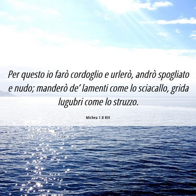 Picture 06 - Michea 1:8 RIV - Per questo io farò cordoglio e urlerò, andrò - Bible Verse Picture