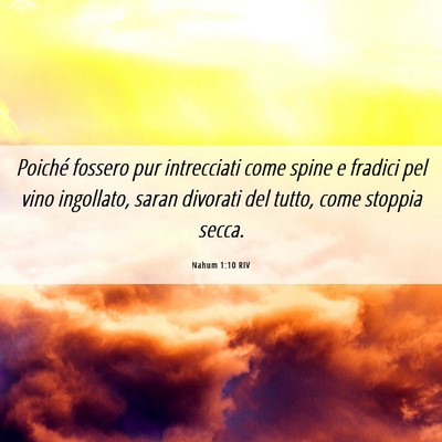 Picture 06 - Nahum 1:10 RIV - Poiché fossero pur intrecciati come spine e - Bible Verse Picture