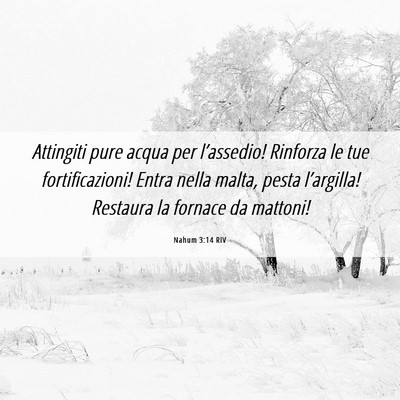 Picture 06 - Nahum 3:14 RIV - Attingiti pure acqua per l’assedio! Rinforza le - Bible Verse Picture