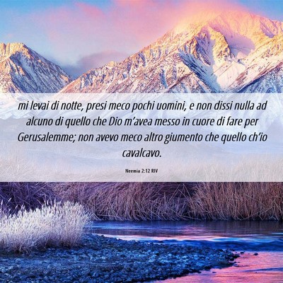 Picture 06 - Neemia 2:12 RIV - mi levai di notte, presi meco pochi uomini, e non - Bible Verse Picture
