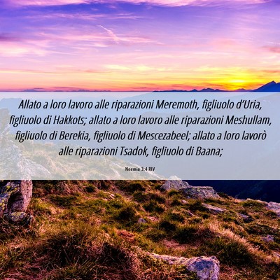 Picture 06 - Neemia 3:4 RIV - Allato a loro lavoro alle riparazioni Meremoth, - Bible Verse Picture