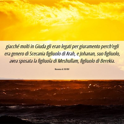Picture 06 - Neemia 6:18 RIV - giacché molti in Giuda gli eran legati per - Bible Verse Picture