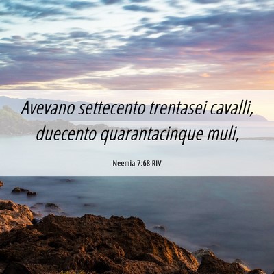 Picture 06 - Neemia 7:68 RIV - Avevano settecento trentasei cavalli, duecento - Bible Verse Picture