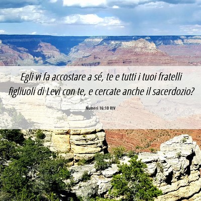 Picture 06 - Numeri 16:10 RIV - Egli vi fa accostare a sé, te e tutti i tuoi - Bible Verse Picture