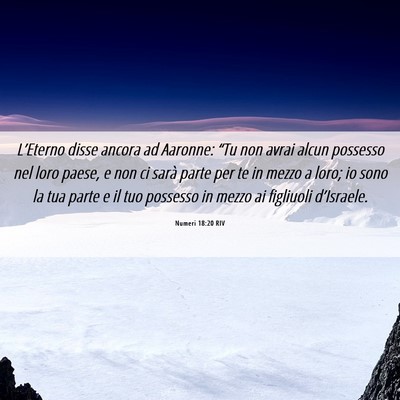 Picture 06 - Numeri 18:20 RIV - L’Eterno disse ancora ad Aaronne: “Tu non - Bible Verse Picture