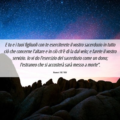Picture 06 - Numeri 18:7 RIV - E tu e i tuoi figliuoli con te eserciterete il - Bible Verse Picture