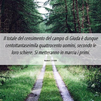 Picture 06 - Numeri 2:9 RIV - Il totale del censimento del campo di Giuda è - Bible Verse Picture