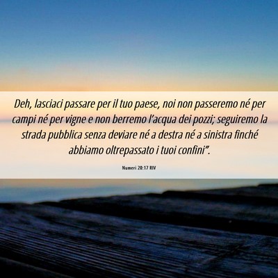 Picture 06 - Numeri 20:17 RIV - Deh, lasciaci passare per il tuo paese, noi non - Bible Verse Picture