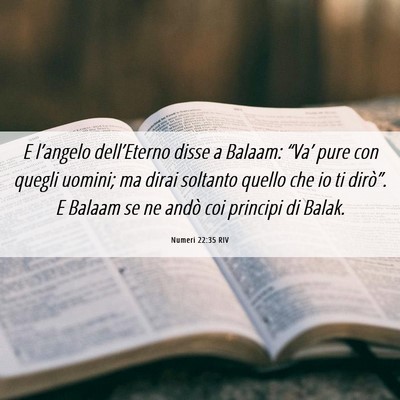 Picture 06 - Numeri 22:35 RIV - E l’angelo dell’Eterno disse a Balaam: - Bible Verse Picture