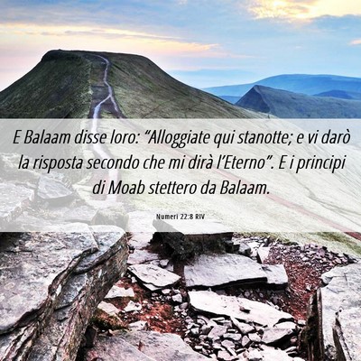 Picture 06 - Numeri 22:8 RIV - E Balaam disse loro: “Alloggiate qui stanotte; - Bible Verse Picture