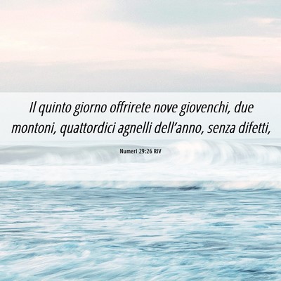 Picture 06 - Numeri 29:26 RIV - Il quinto giorno offrirete nove giovenchi, due - Bible Verse Picture