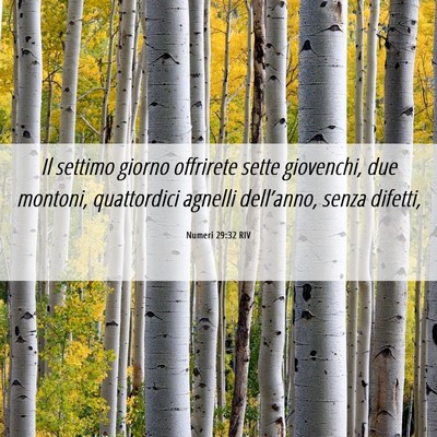 Picture 06 - Numeri 29:32 RIV - Il settimo giorno offrirete sette giovenchi, due - Bible Verse Picture