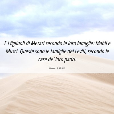 Picture 06 - Numeri 3:20 RIV - E i figliuoli di Merari secondo le loro famiglie: - Bible Verse Picture