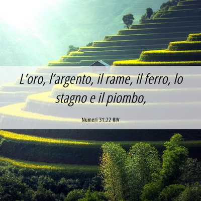 Picture 06 - Numeri 31:22 RIV - L’oro, l’argento, il rame, il ferro, lo - Bible Verse Picture